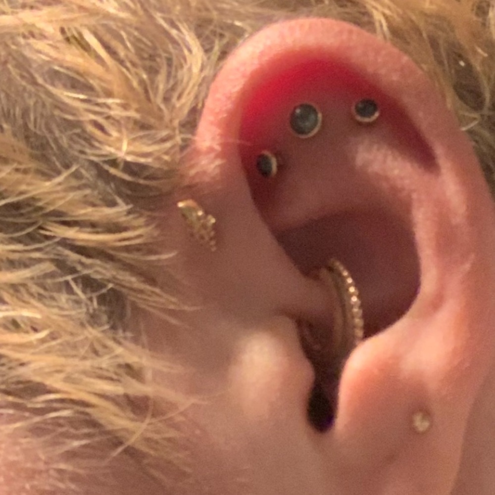 BVLA black pearl 14k rose gold bezel cut cabochon threadless end- 4mm